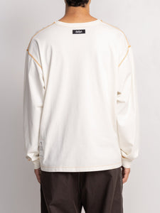 Tatreez Logo Contrast Stitched Long Sleeve Shirt  (Off White)