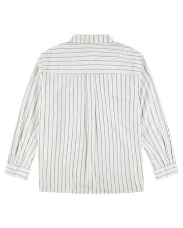 Nafnuf Logo Cotton Striped Shirt  (Off White)