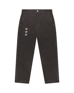 Shajarat Contrast Stitched Chino Trousers (Dark Brown)