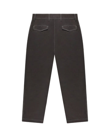 Shajarat Contrast Stitched Chino Trousers (Dark Brown)
