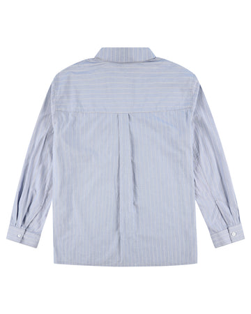 Nafnuf Logo Cotton Striped Shirt  (Light Blue)