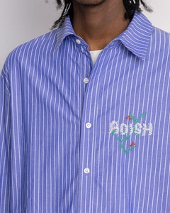Nafnuf Logo Cotton Striped Shirt (Blue)